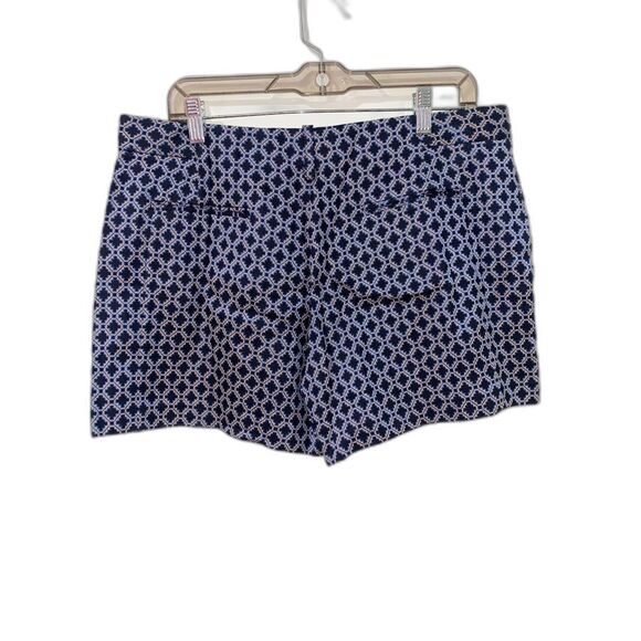 Theory Womens Clah Portola Blue Silver Shorts Geometric Size 12 - Picture 4 of 8